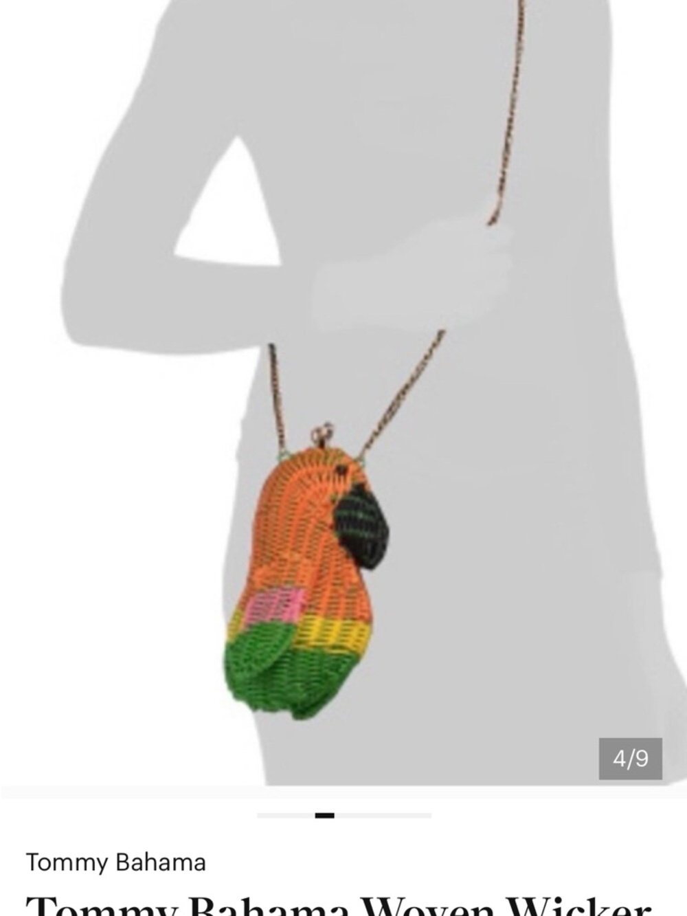 Tommy Bahama wicker Colorful Parrot purse w/ removable chain strap. Fully lined - Picture 10 of 10